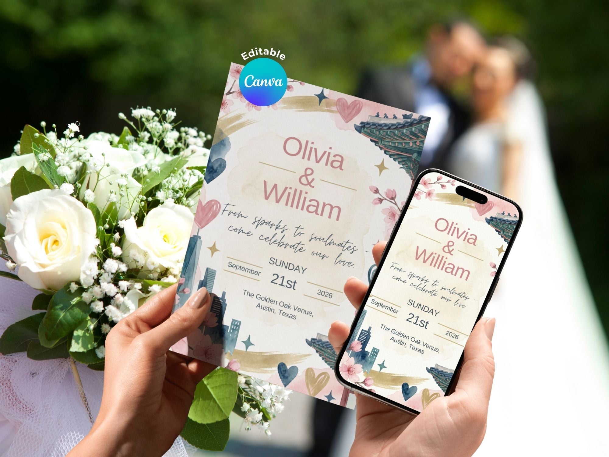 Enemies to Lovers Wedding Invitation – Editable Canva Template – Share or Printable 5x7 – Instant Download