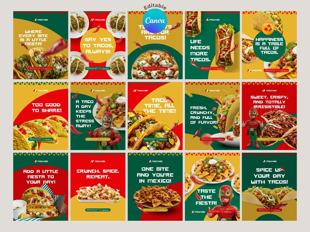 Taco Instagram Templates  – Editable Canva Template – Instant Download