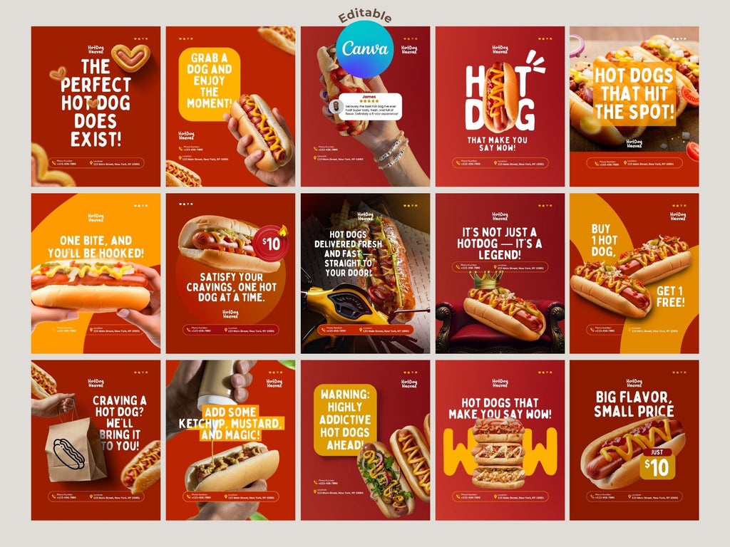 120 Foods  Instagram Templates – Editable Canva Template – Instant Download