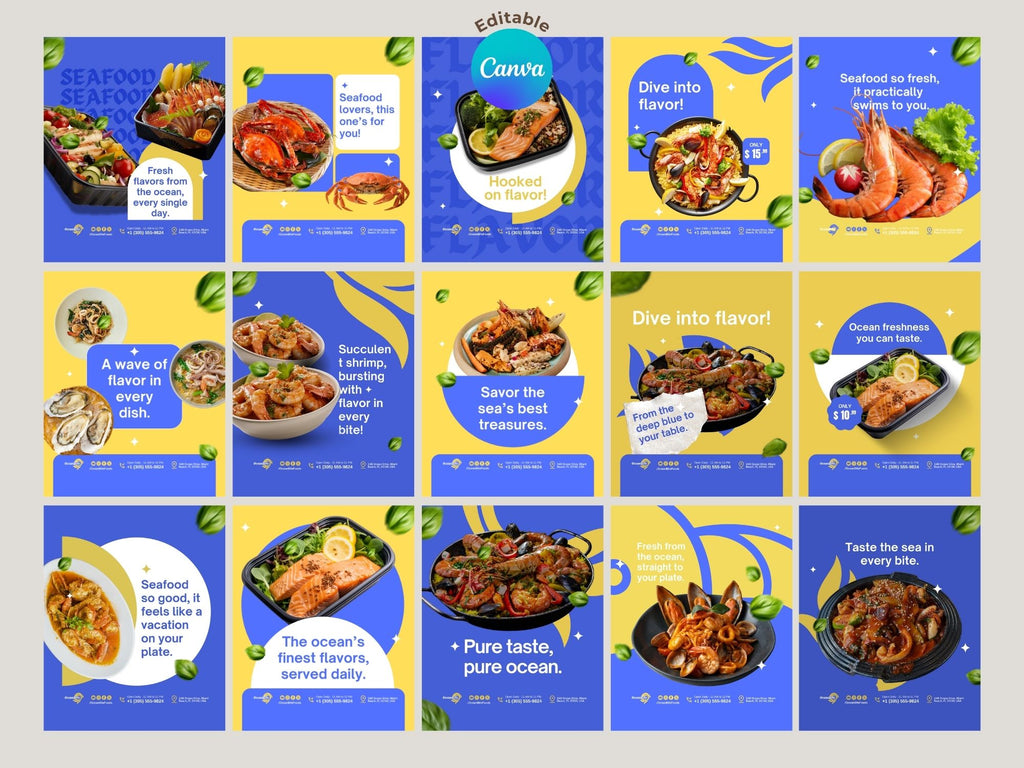 120 Foods  Instagram Templates – Editable Canva Template – Instant Download