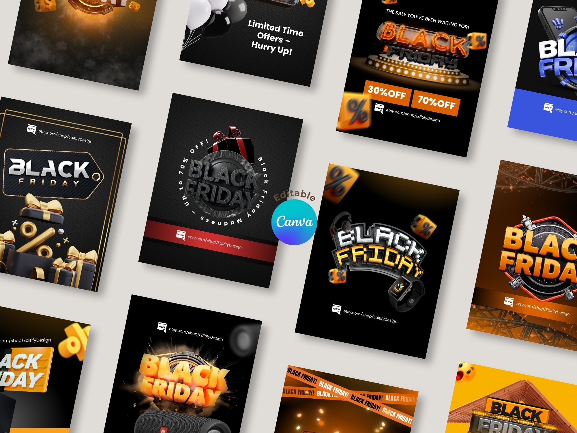 Black Friday Instagram Templates – Editable Canva Template – Instant Download