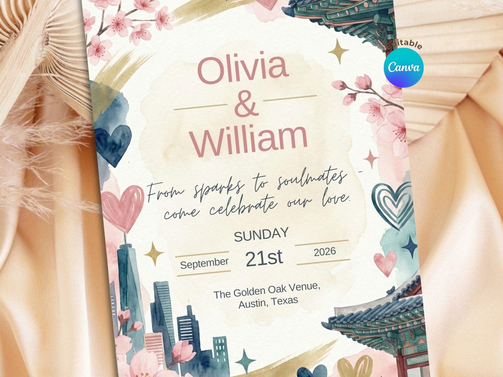 Enemies to Lovers Wedding Invitation – Editable Canva Template – Share or Printable 5x7 – Instant Download