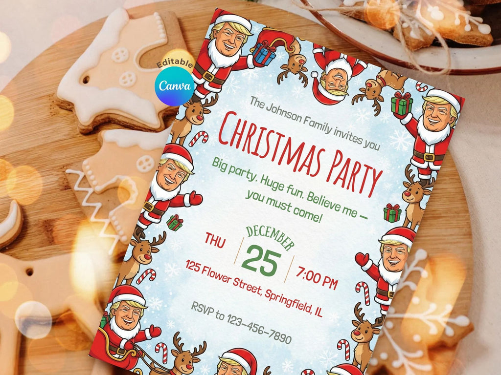 Funny Donald Trump Christmas – Editable Canva Template – Share or Printable 5x7 – Instant Download