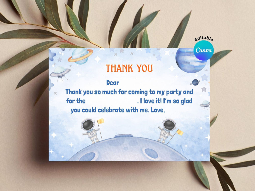 Modern Astronaut Birthday Invitation FULL PARTY BUNDLE - Video Invite & Matching Printables