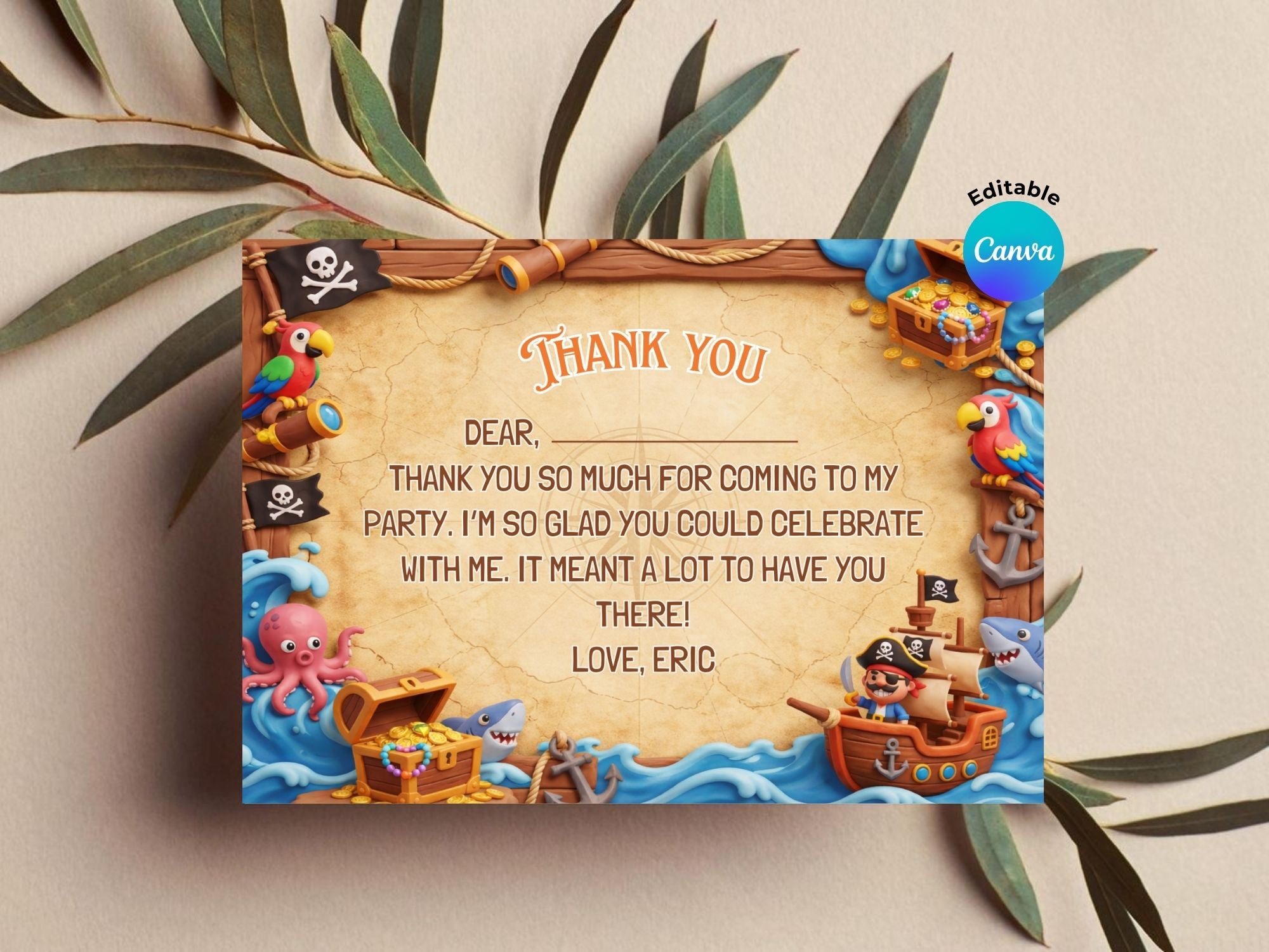 Pirate Adventure Invitation FULL PARTY BUNDLE - Video Invite & Matching Printables