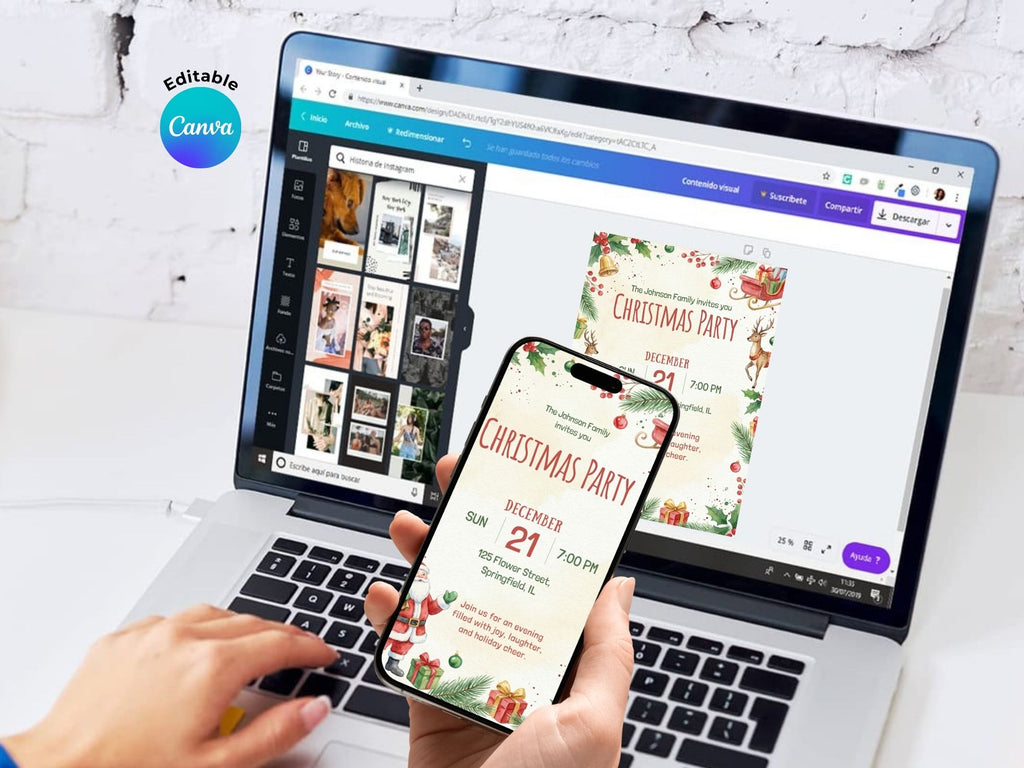 Santa Claus Christmas – Editable Canva Template – Share or Printable 5x7 – Instant Download