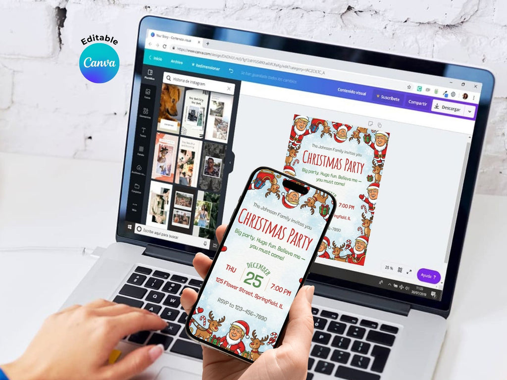 Funny Donald Trump Christmas – Editable Canva Template – Share or Printable 5x7 – Instant Download