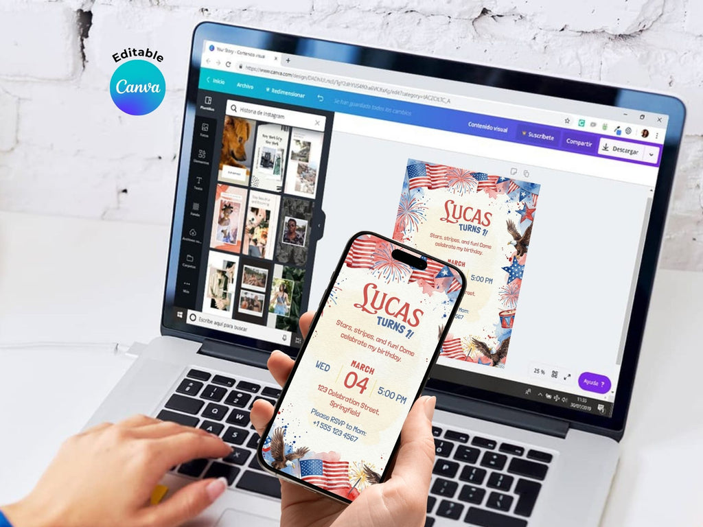 4th Of July Birthday Invitation – Editable Canva Template – Share or Printable 5x7 – Instant Download