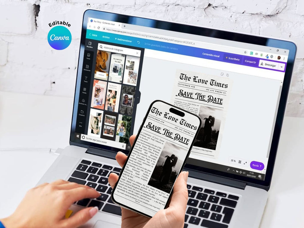 Eternal Vows Wedding Invitation – Editable Canva Template – Share or Printable 5x7 – Instant Download