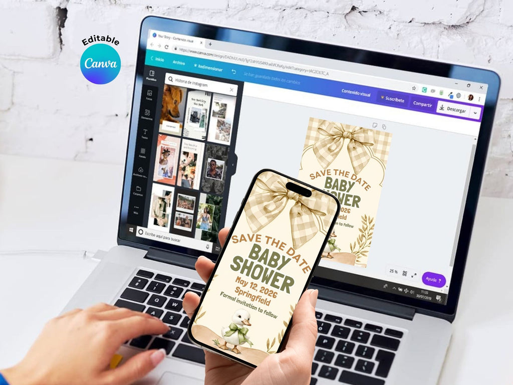 Checkered Duck Baby Shower Invitation FULL PARTY BUNDLE - Video Invite & Matching Printables