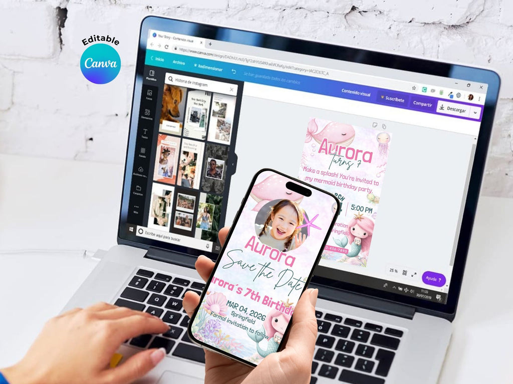 Pink Under The Sea Invitation FULL PARTY BUNDLE - Video Invite & Matching Printables