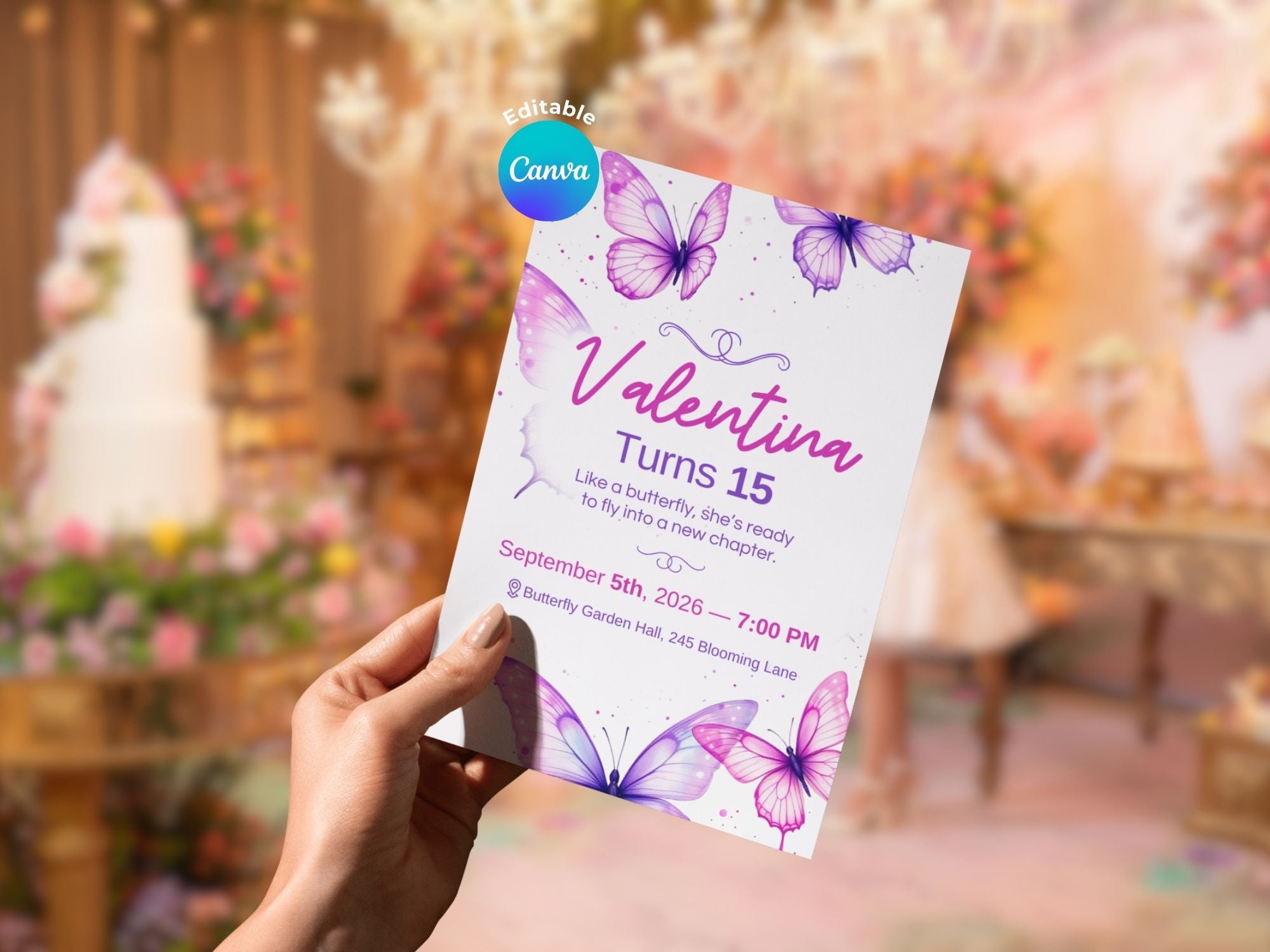 Butterfly Dreams Invitations – Watercolor Plane Theme – Editable Canva Template – Share or Printable 5x7 – Instant Download