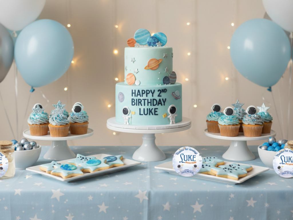 Modern Astronaut Birthday Invitation FULL PARTY BUNDLE - Video Invite & Matching Printables