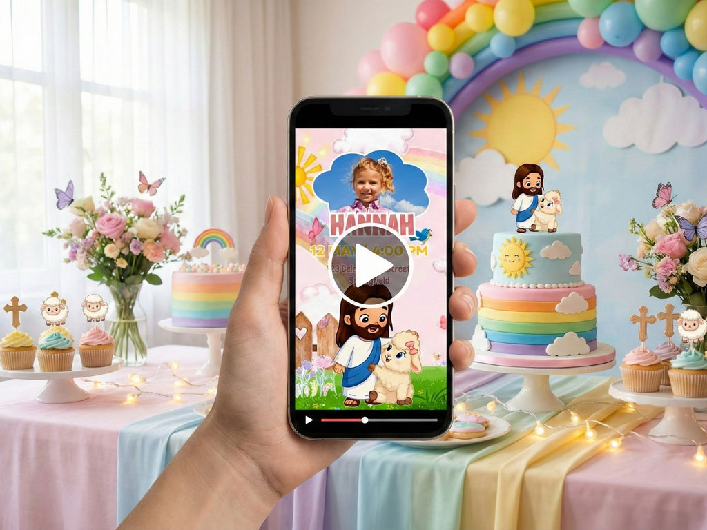 Princess Of Jesus Birthday Invitation – Editable Canva Template – Share video mp4 – Instant Download