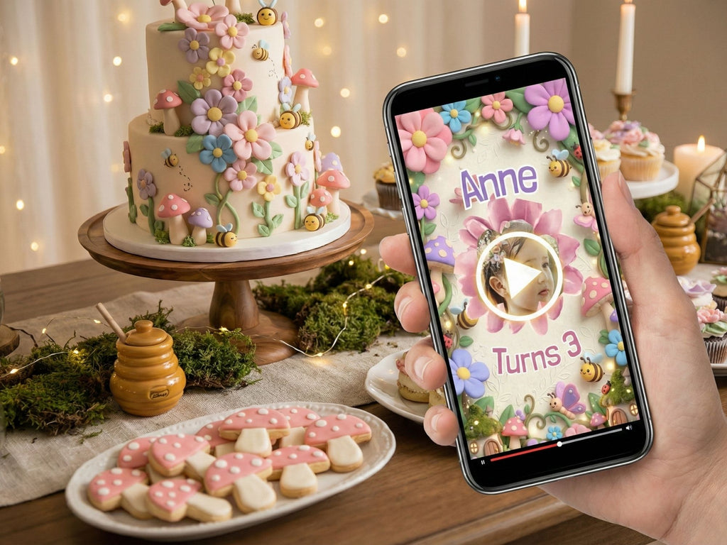 3D Garden Flowers Birthday Video Invitation – Editable Canva Template – Share video mp4 – Instant Download