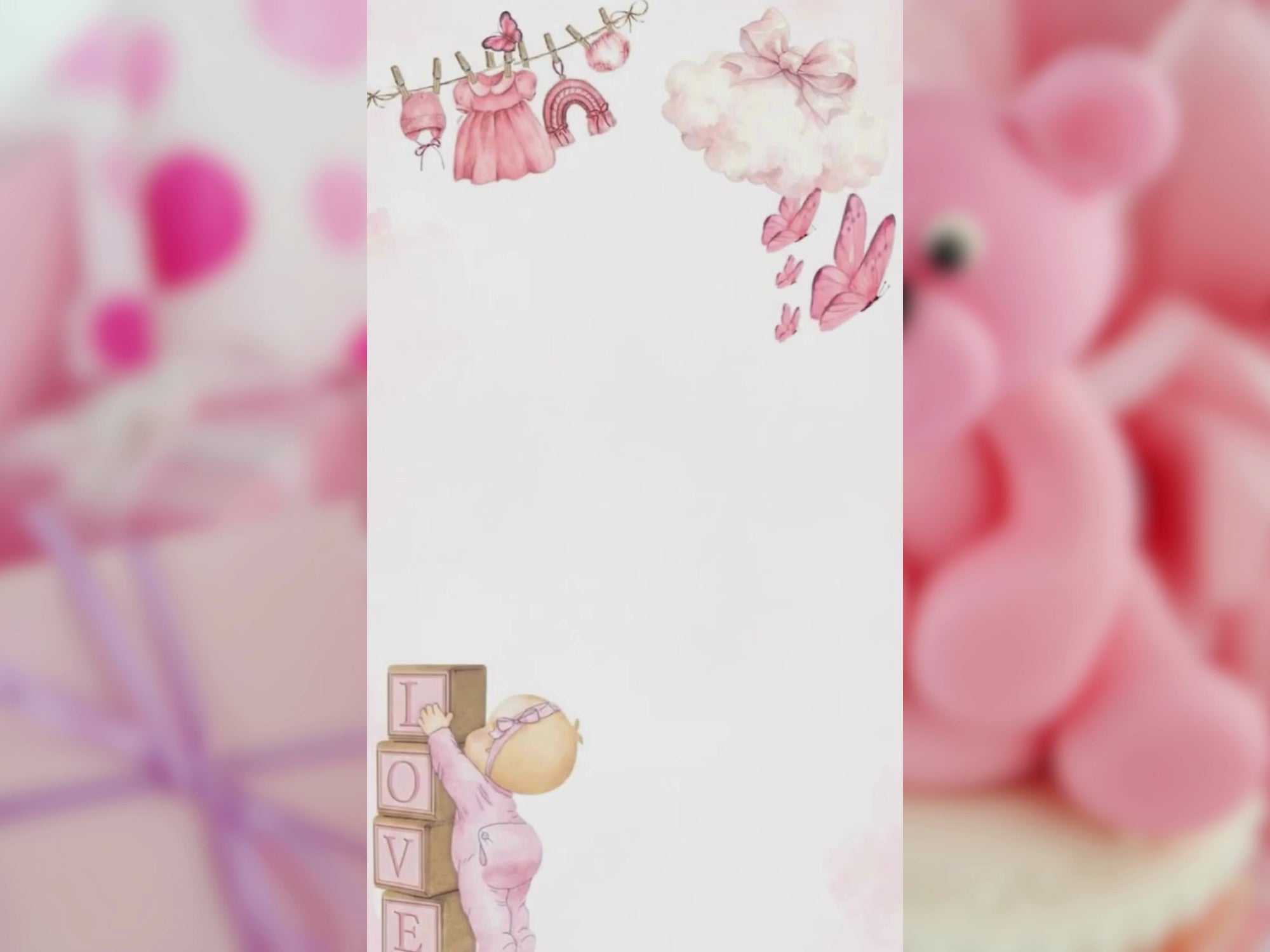 Pink Baby Love Baby Shower – Editable Canva Template – Share video mp4 – Instant Download