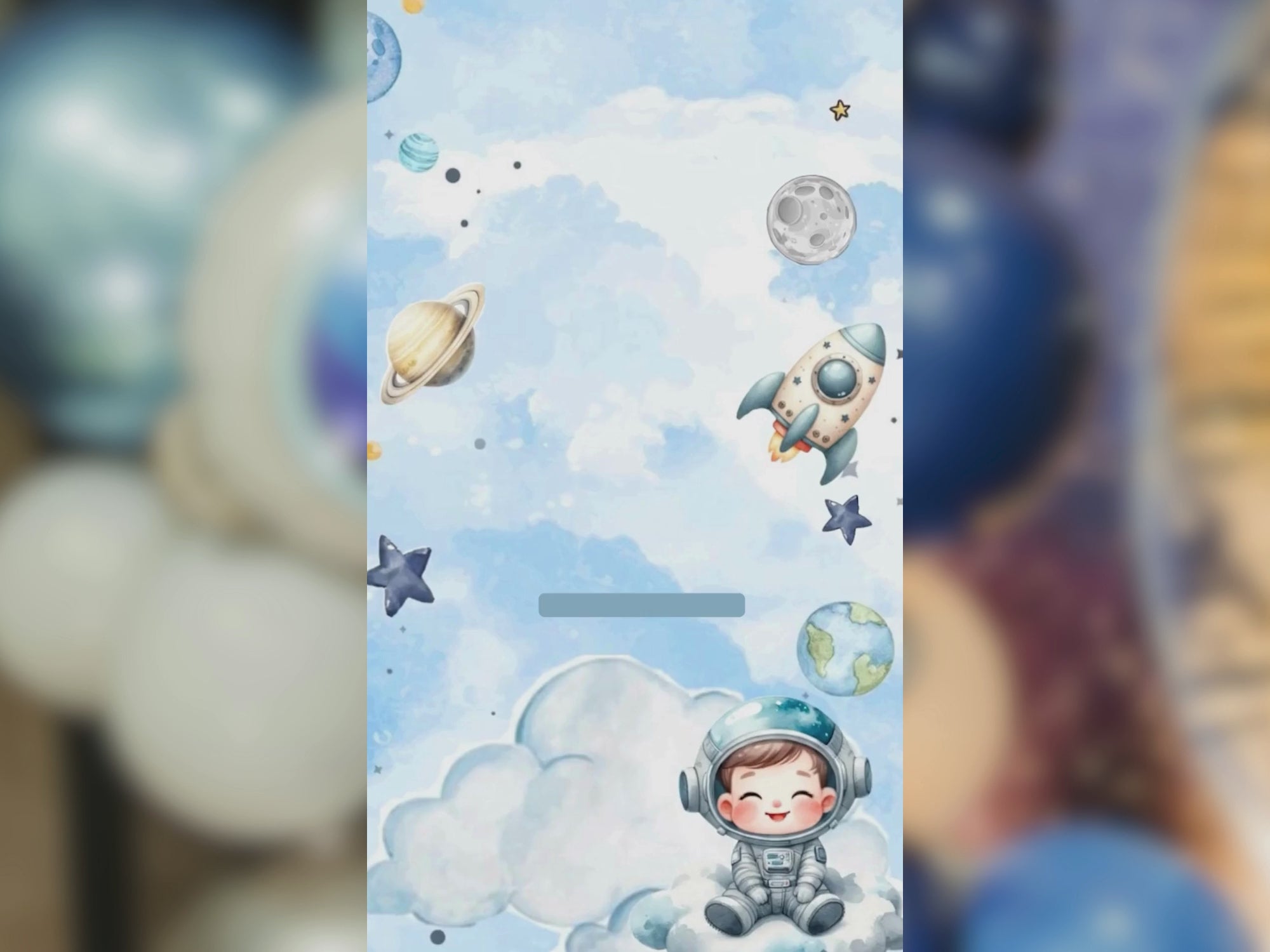 Cute Astronaut Birthday Invitation – Editable Canva Template – Share video mp4 – Instant Download