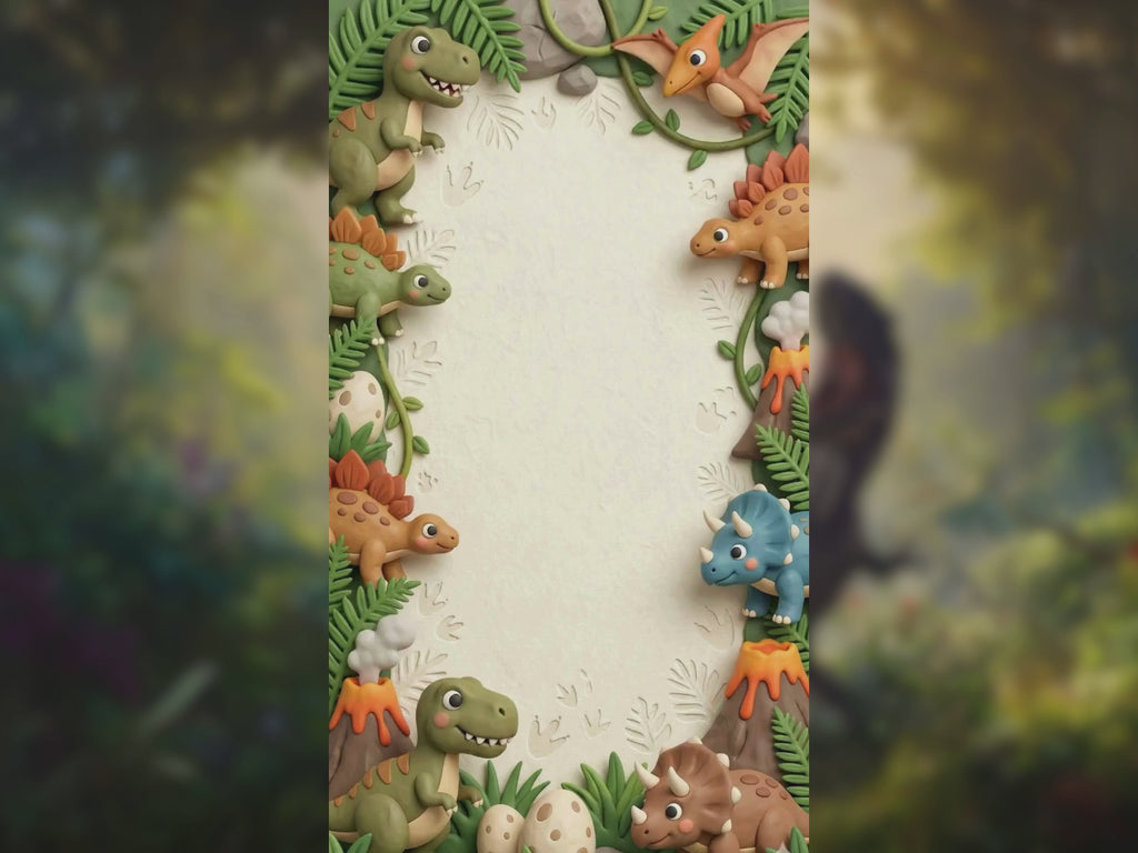 3D Dinosaur Birthday Invitation – Editable Canva Template – Share video mp4 – Instant Download