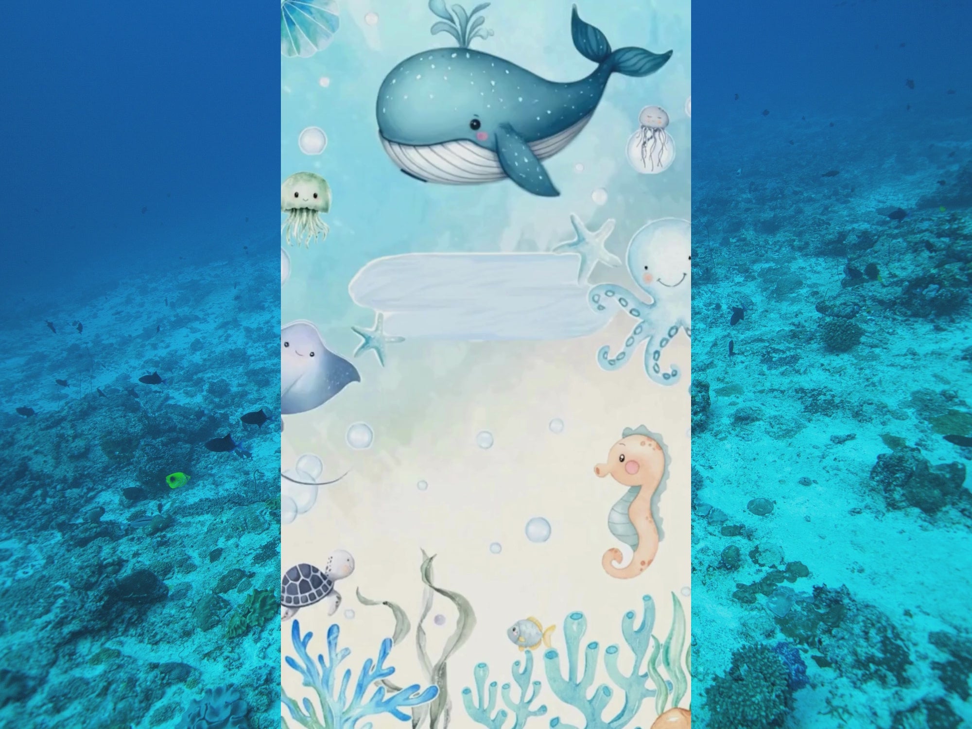 Cute Blue Whale Birthday Invitation – Editable Canva Template – Share video mp4 – Instant Download