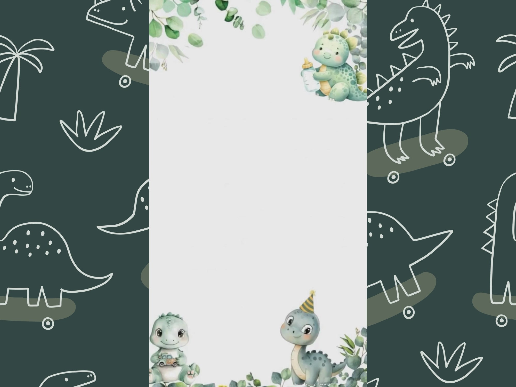 Little Dino Birthday Invitation – Editable Canva Template – Share video mp4 – Instant Download